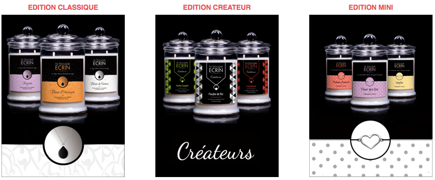 Édition classique 29.90€, Édition créateur 39.90€, Édition mini 15.90€, La bougie Ecrin
